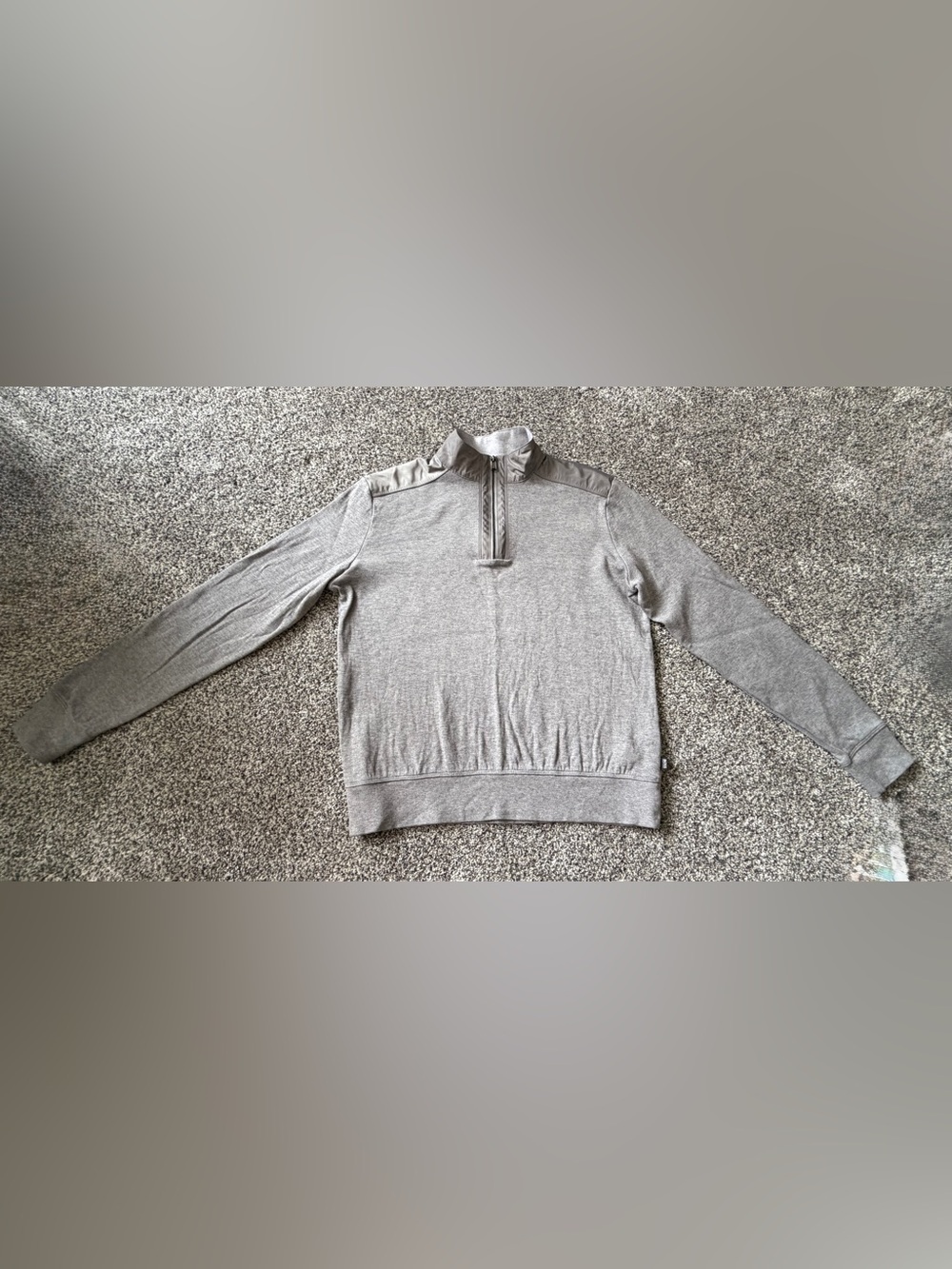 Hugo Boss Men's Zip-Neck Sweater in Light Gray